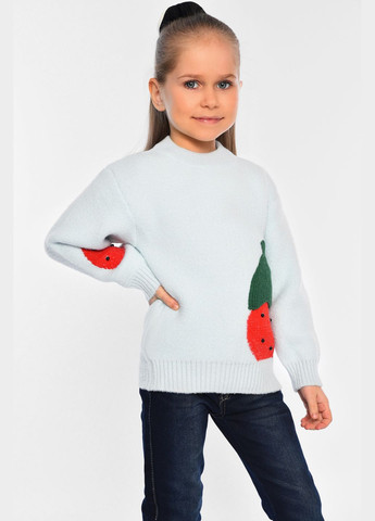 Жовтий зимовий светр дитячий для дівчинки блакитного кольору пуловер Let's Shop