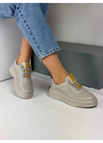 352 Кросовки Кожаные Серые с перфорацией Hengji серые лето (335009325)