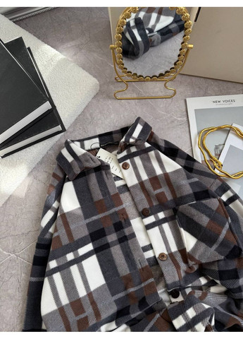 Темно-коричневая повседневный, вечерний, классическая, кэжуал рубашка в клетку FINO Mode с длинным рукавом