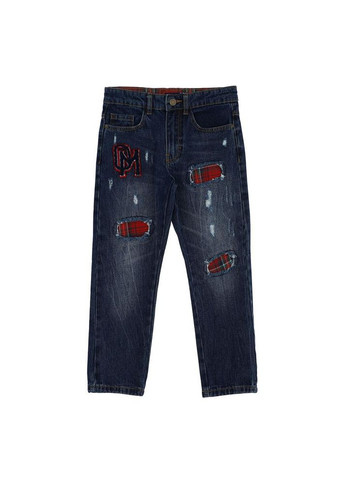 Синие демисезонные джинсы regular fit с потертостями для мальчика aza2524b2 Original Marines