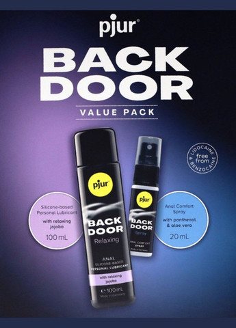 Подарунковий набор BACK DOOR Value Pack: силіконова змазка 100 мл та розслаблювальний спрей 20 - CherryLove Pjur (330619807)