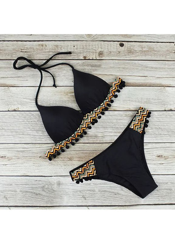 Черный летний черный раздельный модный купальник на завязке. раздельный женский купальник из высококачественного эластана, устойчивого к хлору. China