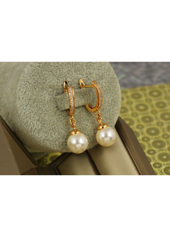 Сережки підвіски з перлами Персей 3,3 см золотисті love-shopping Xuping Jewelry (354655693)