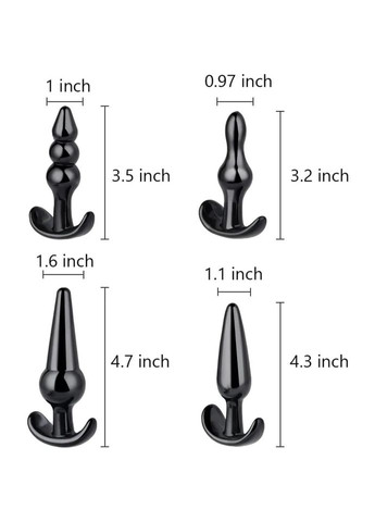 Комплект анальних пробок 4 шт різного розміру набір анальних пробок різного діаметру рожевий No Brand (341309924)