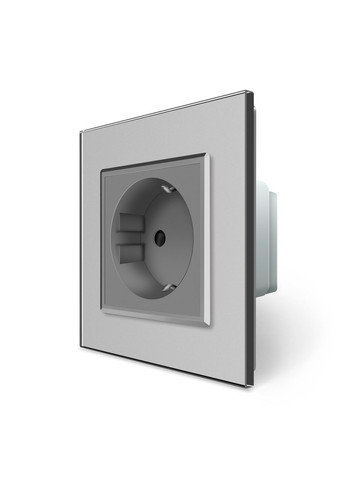 Радиоуправляемая (дистанционная) розетка с пультом, серая, с заземлением и защитными шторками, управление со смартфона, Livolo (371777030)