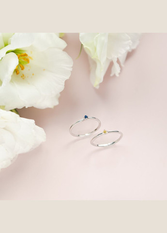 Кольцо серебряное тоненькое с желтым камешком посередине Каштан (342335057)