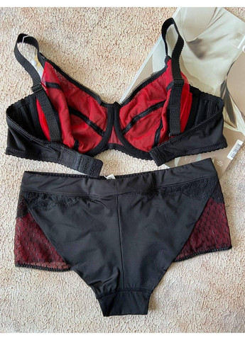 Чорний жіноча нижня білизна комплект на 3 розмір чорний з червоним Lanny Mode