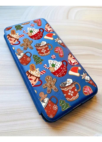 Чохол-книжка синій з малюнком на Samsung A55 (A556) Різдво (принт 428) CASE CONTROL (400775942)