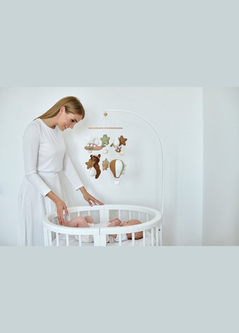 Дитячий мобіль на ліжечко для немовлят WooolyWool «Ведмедик-льотчик» No Brand (342757997)