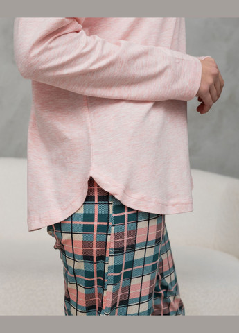 Персикова жіночий комплект зі штанами в клітку Nicoletta