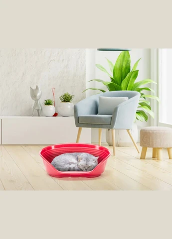 Пластиковий лежак для собак та котів Siesta Deluxe 2 бордовий 49х36х17.5 см 70202929 Ferplast (269341731)