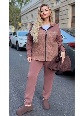 Костюм двійка SN еко баранчик на флісі+тринитка на флісі,штани та кофта з капюшоном Україна (362697590)