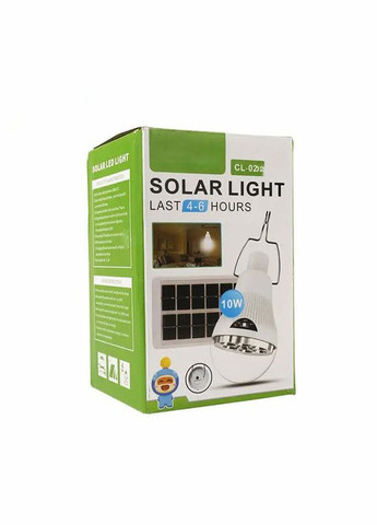 Лампа светодиодная аккумуляторная CL-028 с солнечной панелью 10 Вт 5600 K 6В Led Solar Emergency Bulb VHG (334305075)