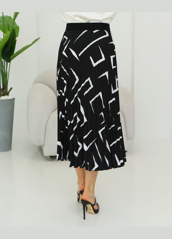 Черно-белая офисная однотонная плиссированная юбка 388ст черная No Brand плиссе