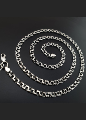 Срібна цепочка чоловіча Бісмарк плоский. Чорнений ланцюжок на шию срібло 925. Довжина см ZLATO (289370607)