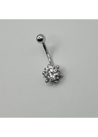 Пирсинг в пуп серебряный с кубическим цирконием "РА" 2 г No Brand (369736884)