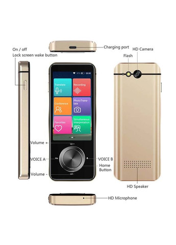 Голосовий електронний перекладач M9, 107 мов онлайн, 16 мов офлайн, фото переклад, IPS, WI-FI Gold No Brand (322707409)