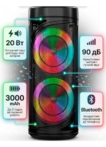 Аккумуляторная акустическая колонка ZQS6212 с Bluetooth и микрофоном 20 Вт (2104619434) No Brand (388427765)