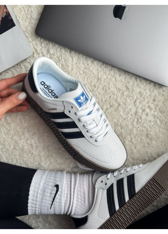 Кросівки жіночі і чоловічі Adidas Samba White Black | Адідас Самба білі No Brand білі демісезони (348782817)