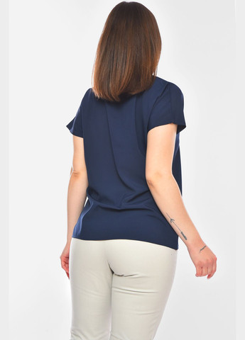 Темно-синя блуза жіноча напівбатальна темно-синього кольору з баскою Let's Shop
