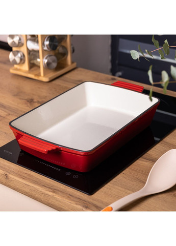Чугунная форма для запекания 3 л Красная для выпечки хлеба и кексов прямоугольная 39,5х23,5х6 см ProDobro (364190540)