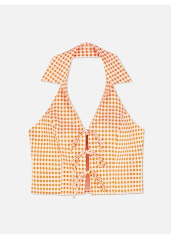 Топ лето,оранжевый в клетку, Primark (397623222)