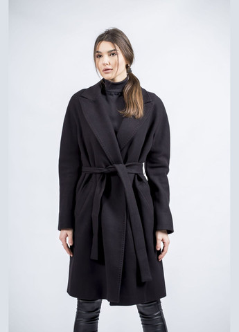 Чорне демісезонне Жіноче вовняне пальто на запах з віскозною підкладкою для осені та весни Kent (, ), 34506 No Brand