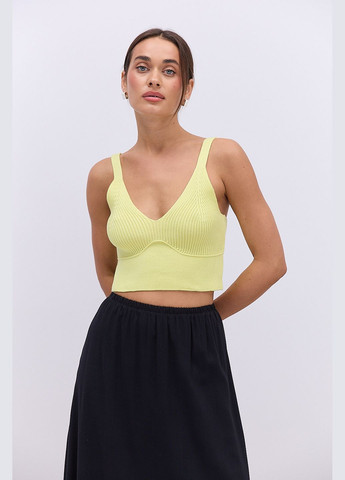 Короткий вязаный темно-коричневый топ со швом под грудью Arjen — 335213004