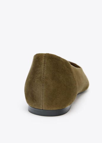 Женские балетки Zara | оливковые однотонные натуральная кожа (363040628)