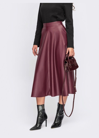 спідниця-міді з екошкіри бордова Dressa (324162205)