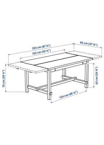 Стіл і 4 стільці ІКЕА NORDVIKEN / NORDVIKEN 152/223х95 см (s59305155) IKEA (278408497)