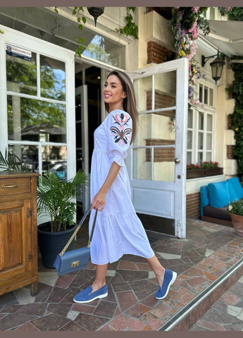 Молочный зимний женское вышитое платье амелия ESQ 4038