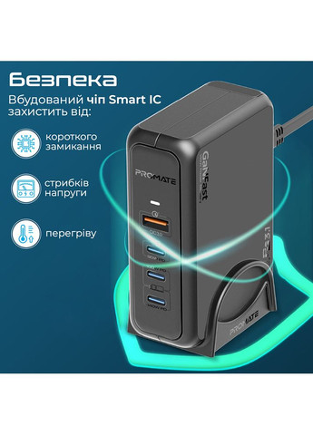 Зарядний пристрій Ganport-140w Black (ganport-140w.black) Promate (323115474)
