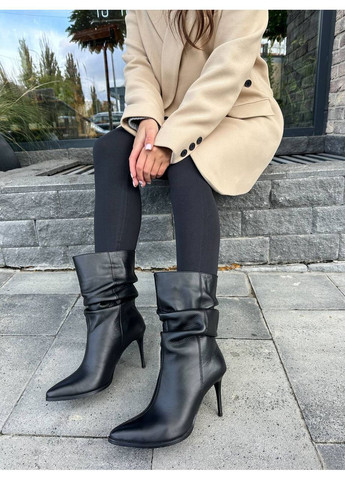 Чорні зимня стильні жіночі ботильйони No Brand