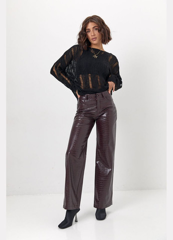 Трендові екошкіряні штани з фактурою крокодила No Brand (321667512)