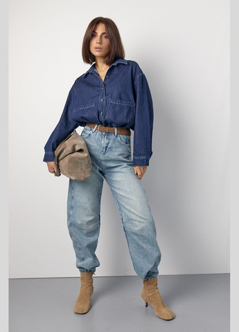 Джинсова сорочка з кишенями на металевих гудзиках Lurex (317211741)