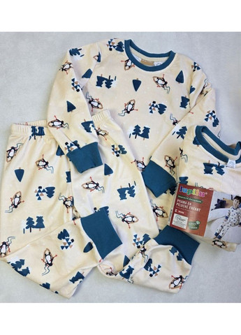 Молочная зимняя детская теплая велюровая пижамка для мальчика Lupilu Піжама