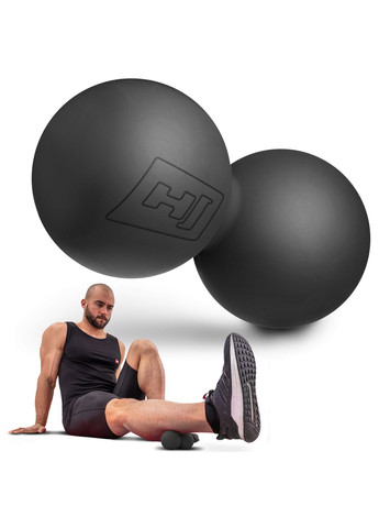 Силиконовый массажный двойной мяч 63 мм HS-S063DMB черный Hop-Sport (361951468)