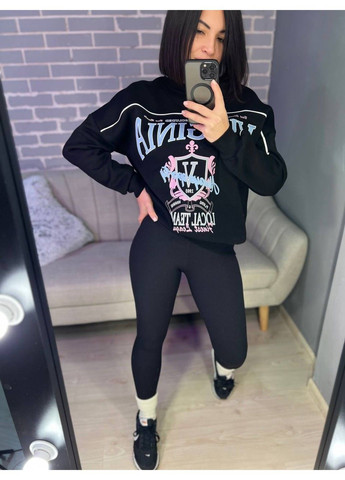 Черные лосины женские lady hurem 2395 рубчик широкий пояс утепленные No Brand