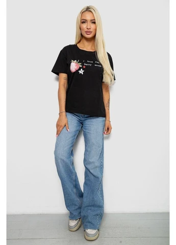 Футболка жіноча бавовняна з принтом, круглий виріз, короткий рукав, вільний крій,, Ager - (402917781)