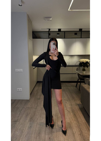 Черное праздничный, откровенный, вечернее, кэжуал женское платье элегантное Style Point однотонное