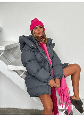 Серая зимняя женская куртка rudy с карманами и съемным капюшоном (mil587) milirud