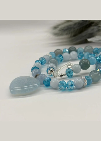 Чокер натуральний Кварц під Морганіт, Котяче Око синт, Скло, гіп-ний сплав колір срібло d-10-8мм+- L-38-43см No Brand кварц, агат, кошаче око скло, медичний сплав, натуральний камінь, латунь срібло (335054171)