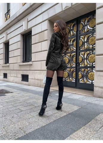 Женский комбинезон No Brand комбинезон-шорты однотонный чёрный праздничный, вечерний, повседневный, кэжуал трикотаж