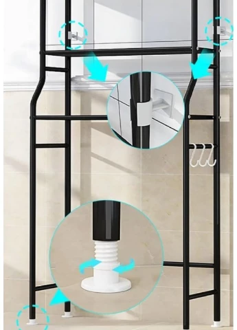 Полиця-стелаж над пральною машинкою Laundry Rack TW-106 Чорний (2104618745) No Brand (367056645)