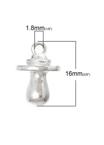 Підвіски металеві Кулон дитяча соска пустушка Сріблястий 16 мм x 11 мм Finding (338434516)