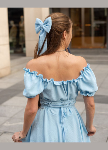 Голубое женское платье мини из креп-жатки голубой Maybel