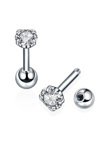 Сережки-гвоздики із сталі з цирконом кристалом сережки штанги 1шт No Brand (339104061)