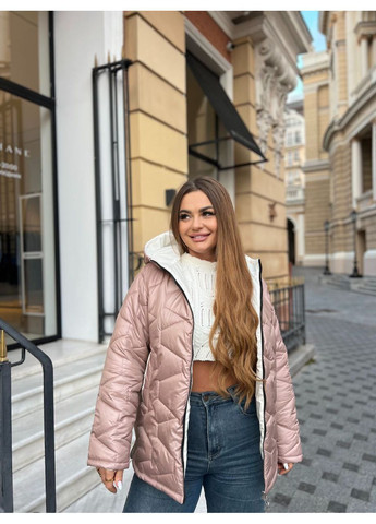 Светло-бежевая демисезонная женская куртка стеганая No Brand