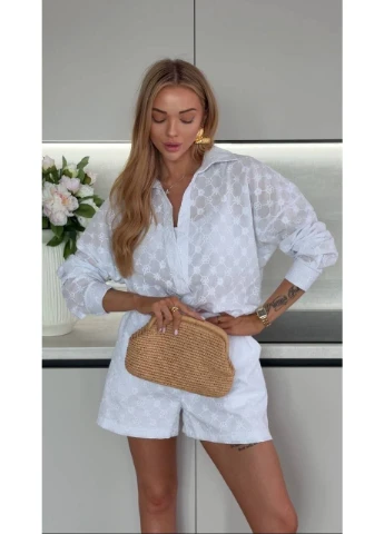 Жіночий літній костюм з прошви та батисту No Brand (399531444)